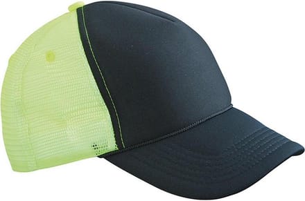 Myrtle Beach Volwassenen Unisex 5 Panel Retro Mesh Cap (Zwart/Neon Geel)