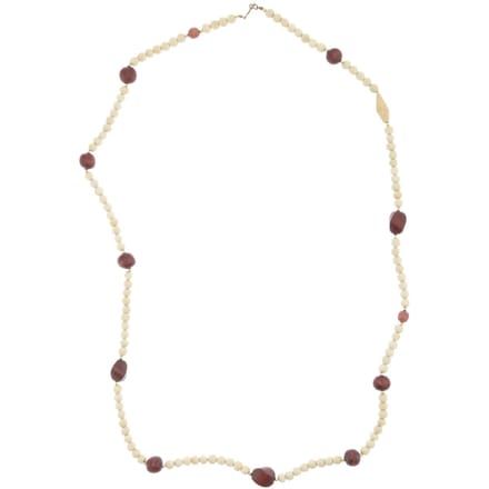 Behave – Ketting – Houten kralen – Crème;Bruin – 90 cm – Boho Chic