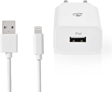 Nedis Oplader - 12 W - 1x 2.4 A - Outputs: 1 - USB-A - Lightning 8-Pins (Los) Kabel - 1.00 m - Single Voltage Output - Wit