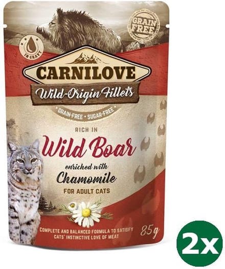 Carnilove pouch wild boar kattenvoer 2x 24x85 gr