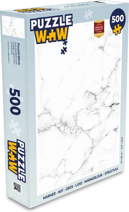 Puzzel Marmer - Wit - Grijs - Luxe - Marmerlook - Structuur - Legpuzzel - Puzzel 500 stukjes