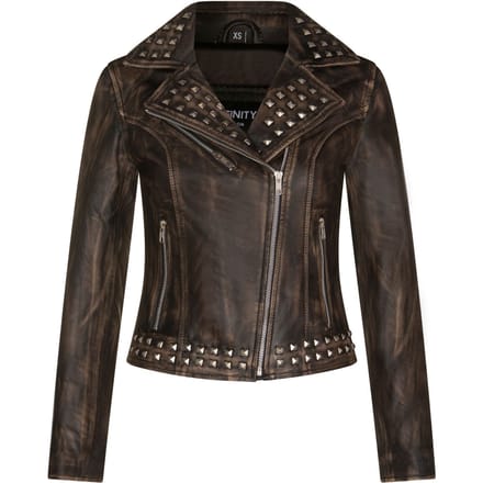 Gothic leren bikerjack voor dames met studs-Bilbao