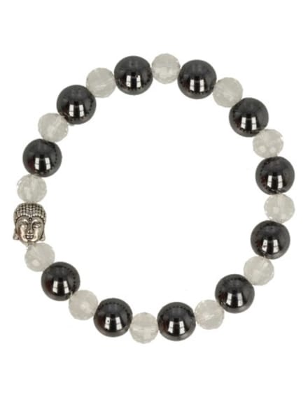 Kralenarmband boeddha mannen Hematiet / transparant