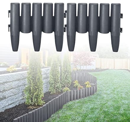 Flexibele Kunststof Gazonrand Houtlook Antraciet Tuinafscheiding