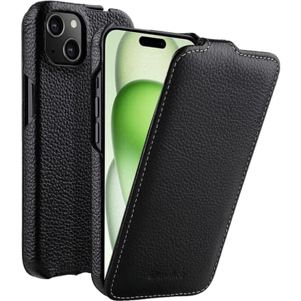 Melkco Apple iPhone 15 Plus Leather Flip Case Zwart