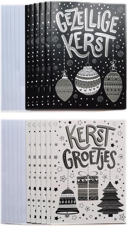 Kerstkaarten – 12 Stuks – Gezellige Kerst - 11 x 15 cm – K-173