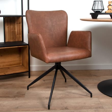Milton & Oldbrook Lederlook Eetkamerstoel Draaibaar Falun Cognac