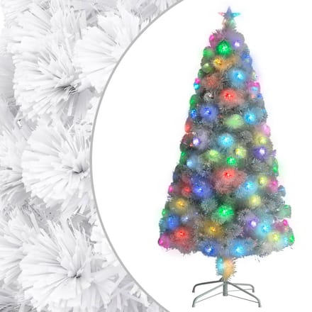 vidaXL - Kunstkerstboom - met - verlichting - 120 - cm - glasvezel - wit