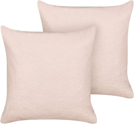 LEUZEA - Sierkussen set van 2 - Pastelroze - 60 x 60 cm - Bouclé