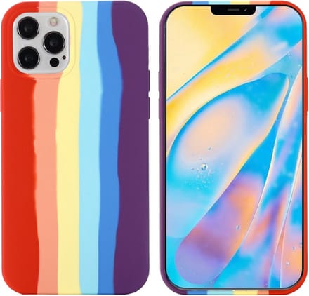 Peachy Rainbow Pride siliconen hoesje geschikt voor iPhone 15 Pro Max - pastel
