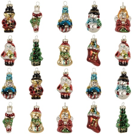 Clayre & Eef Kersthanger Set van 20 set 20 Multi Glas