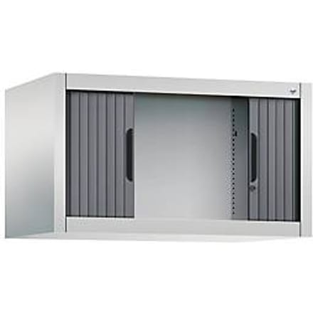 C + P Omnispace rolluikkast, afsluitbaar, B 800 x D 420 x H 450 mm, staal/kunststof, lichtgrijs/zwartgrijs