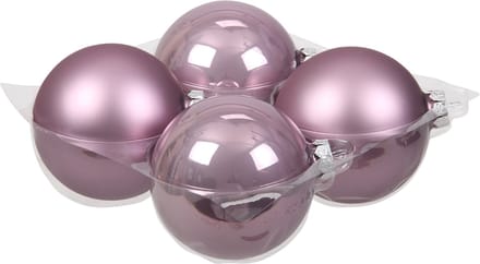 Othmar Decorations Grote kerstballen - 4x st - salie paars/lichtpaars - 10 cm - glas - glans/mat