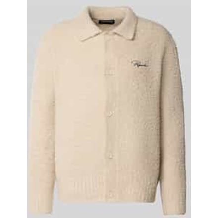 Gebreid jack met platte kraag en labelstitching