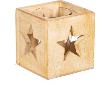 Waxinelichthouder Hout - Ster