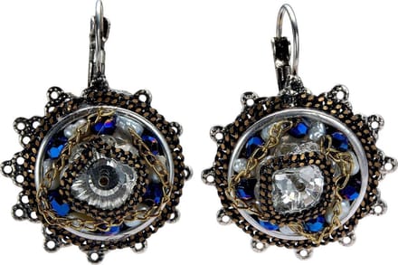 Behave - Oorbellen hanger rond - Blauw design - Vintage romantisch