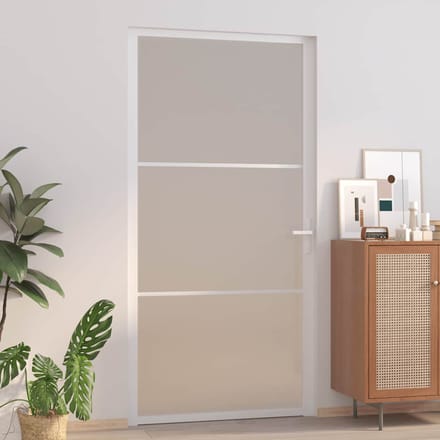 vidaXL - Binnendeur - 102,5x201,5 - cm - matglas - en - aluminium - wit