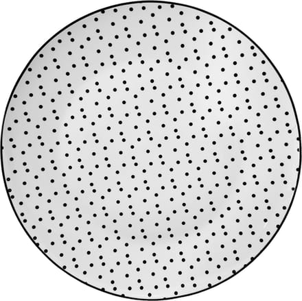 Clayre & Eef Dinerbord Ø 26 cm Wit Zwart Porselein Stippen