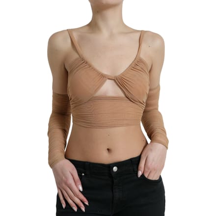 Mesh Crop Top Met Lange Mouwen