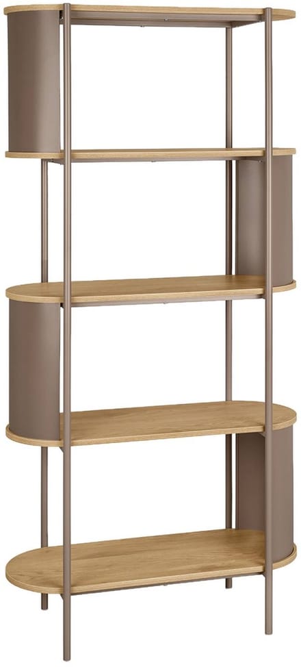 sweeek - Open kast 5 niveaus gebogen metaal en houtdecor 80 x 33,8 x 172cm - molto