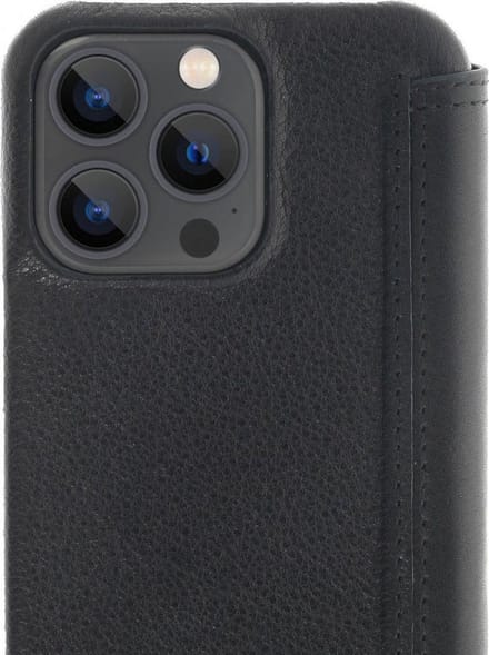 Minim Apple iPhone 13 Pro Hoesje Echt Leer Book Case Zwart