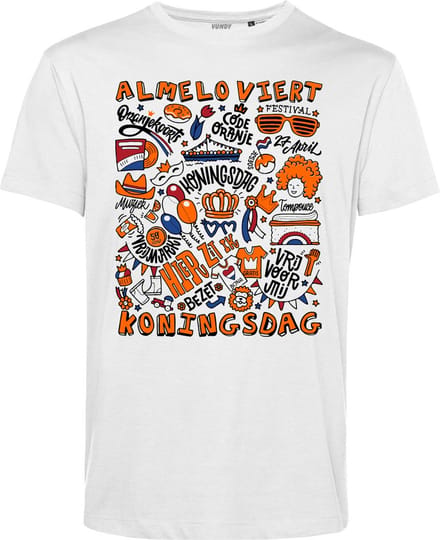 T-shirt Almelo Oranjekoorts | Wit | maat S