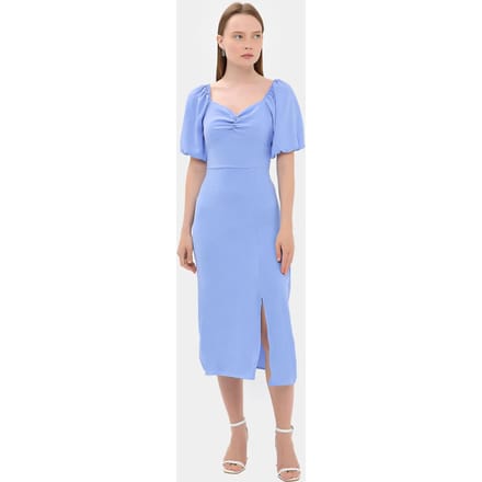 Sweetheart Hals Midi Jurk met een Zijsplit
