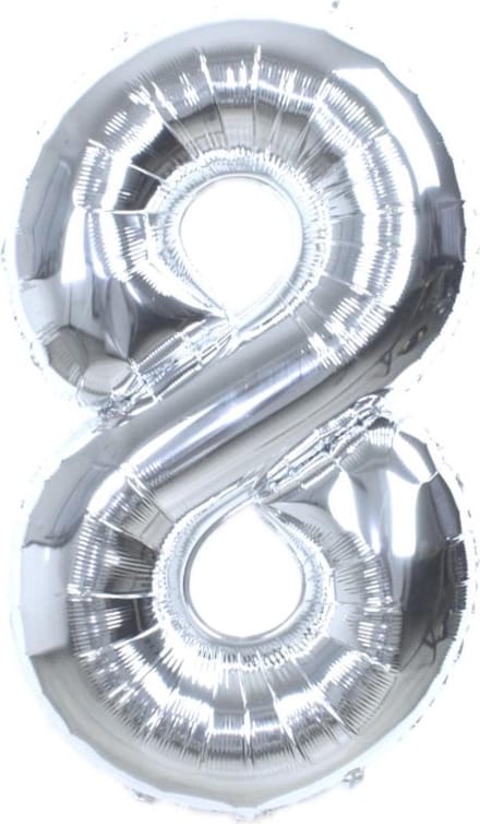 New Age Devi - Cijferballon - Folieballon - 70cm - Zilver - Cijfer 8