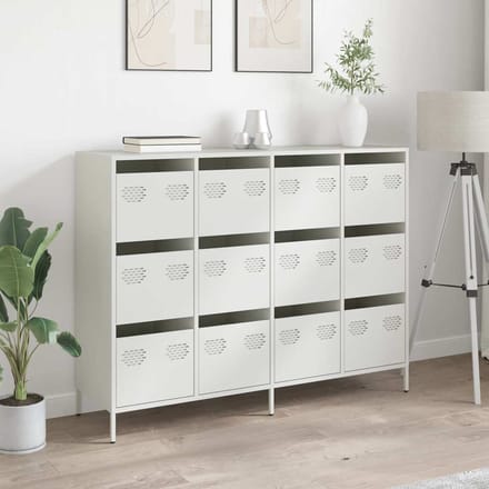 vidaXL - Dressoir - 135x39x103,5 - cm - koudgewalst - staal - wit