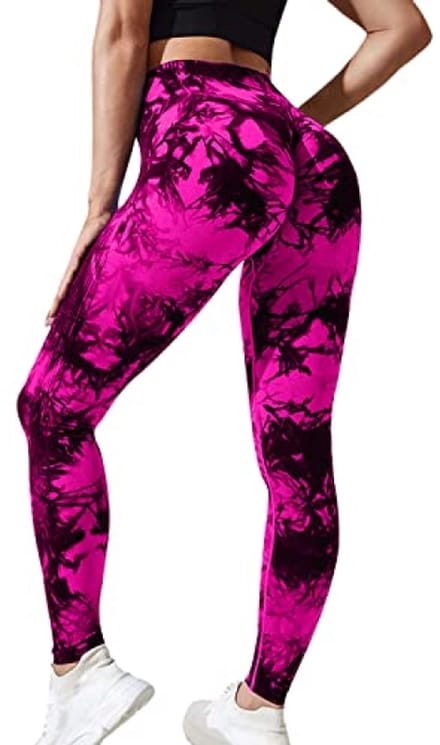 Dames sportlegging met hoge taille - Modieuze push-up broek in tie-dye print