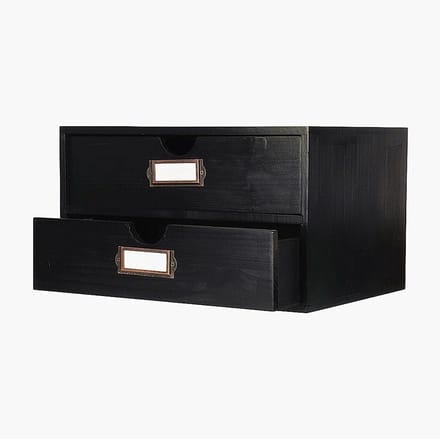 Houten opbergdoos met 2 laden - Rustieke bureau-organizer en sieradenhouder