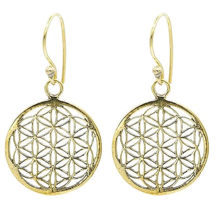 oorbellen messing goudkleurig - Flower of life