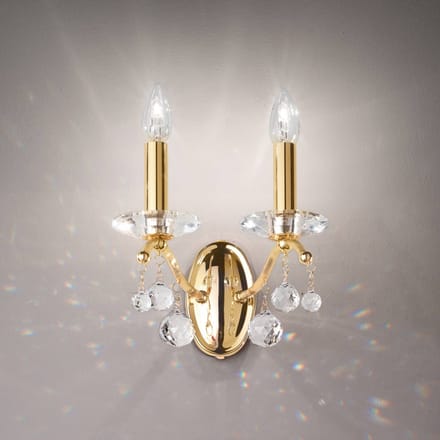 austrolux Wandlamp Carmen II, kristalglas, 24 K verguld