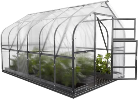 Tuinkas KLASIKA Standard PREMIUM 2,5m x 4m, 6mm polycarbonaatbekleding met 2 automatische dakopeners