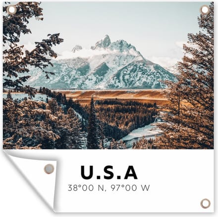 Tuindoek Amerika - Bergen - Sneeuw - 100x100 cm