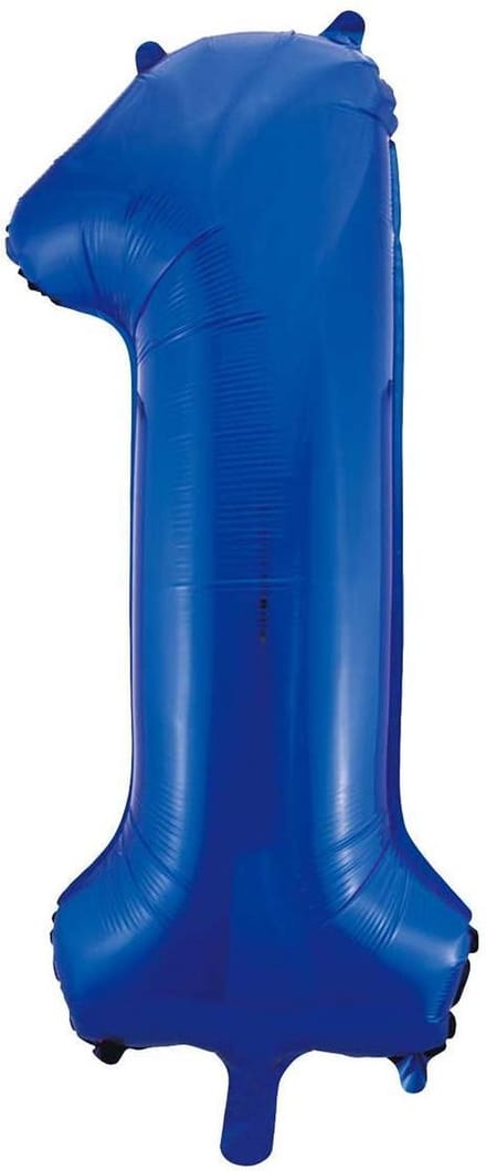 Blauwe folie ballon  cijfer 1.