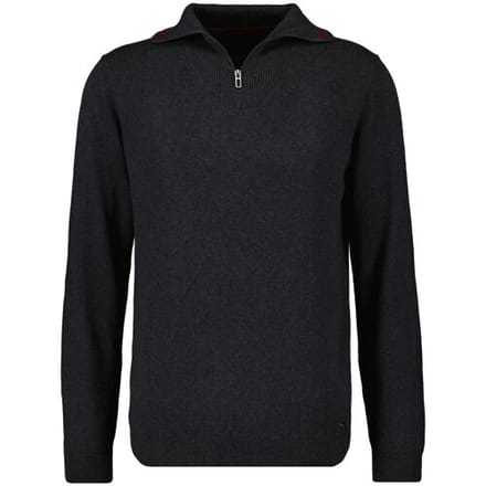 Ragman Trui Zip Collar Knitted Cotton Cashmere Antraciet / male