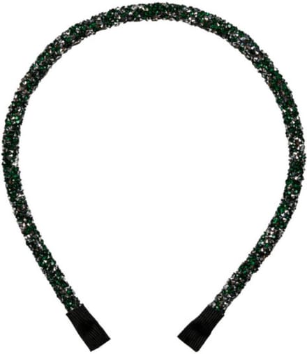Lajetti Glitter Haarband Dames Zilver met Groen - Skinny Diadeem