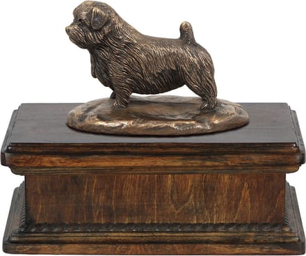 Norfolk Terrier urn - elegante urn met hondenstandbeeld voor as.