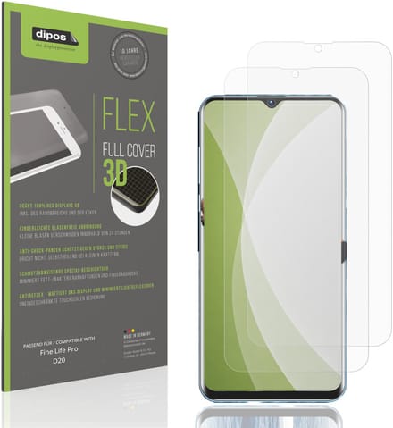 dipos FLEX – 2x Matte Screenprotector geschikt voor Fine Life Pro D20 | Volledige Schermbescherming | Case-Friendly