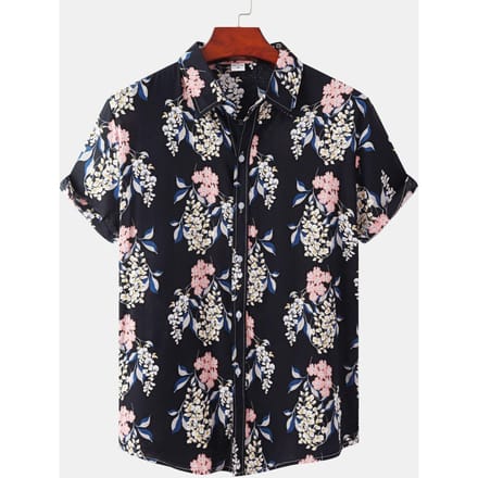 Hawaïaans Luxe Herenhemd Korte Mouwen Shirts Man Modekleding Oversized Shirts 2XL black