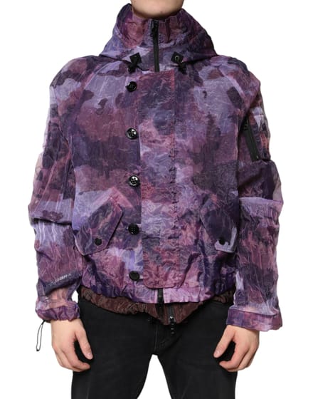Geprinte Shell Jacket Paarse Camouflage