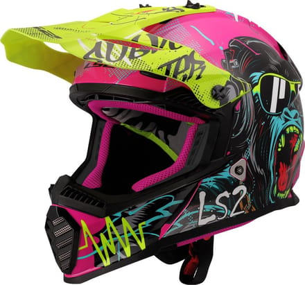 LS2 MX437 Fast II Mini Gorilla Paars 06 Kids Crosshelm - Maat M - Helm