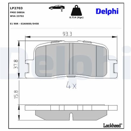 Remblokkenset, schijfrem DELPHI LP2703
