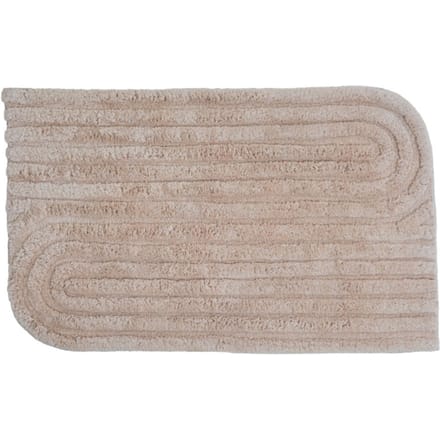 Badmat Benja - Beige 60 x 100 cm - Katoenen Badmat met Getuft Lijnenspel