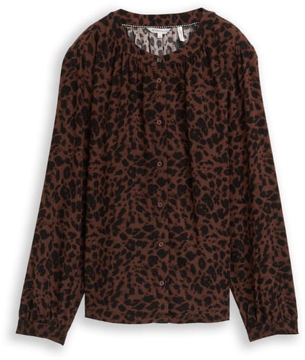 Tom Tailor - Blouse met luipaardprint - Maat 40 - brown black small leo print