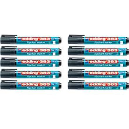 edding 383 flipchartmarker, wigvormige punt, zwart, 10 stuks
