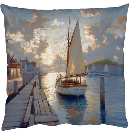 Sierkussens - Kussentjes Woonkamer - 50x50 cm - Zeilboot - Zon - Pier - Hout