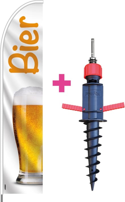 Beachflag - Bier - Vlag + Grondboor + Rotator + Hengelsysteem + Draagtas - Actievlag.nl