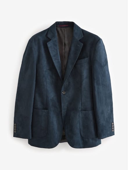 Next - Heren - Blazer van imitatiesuède met standaard pasvorm - Blauw